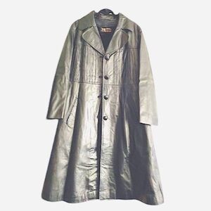 Crazy Horse Double Inline CustomTailor Genuine Black Leather LongJacket Size M